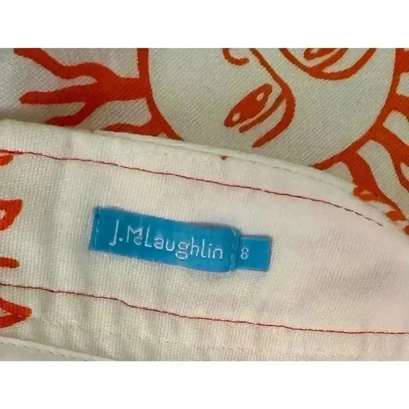 J McLaughlin Orange & White Sun Skirt Size 8 - Picture 9 of 12